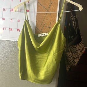 Green spaghetti polyester top